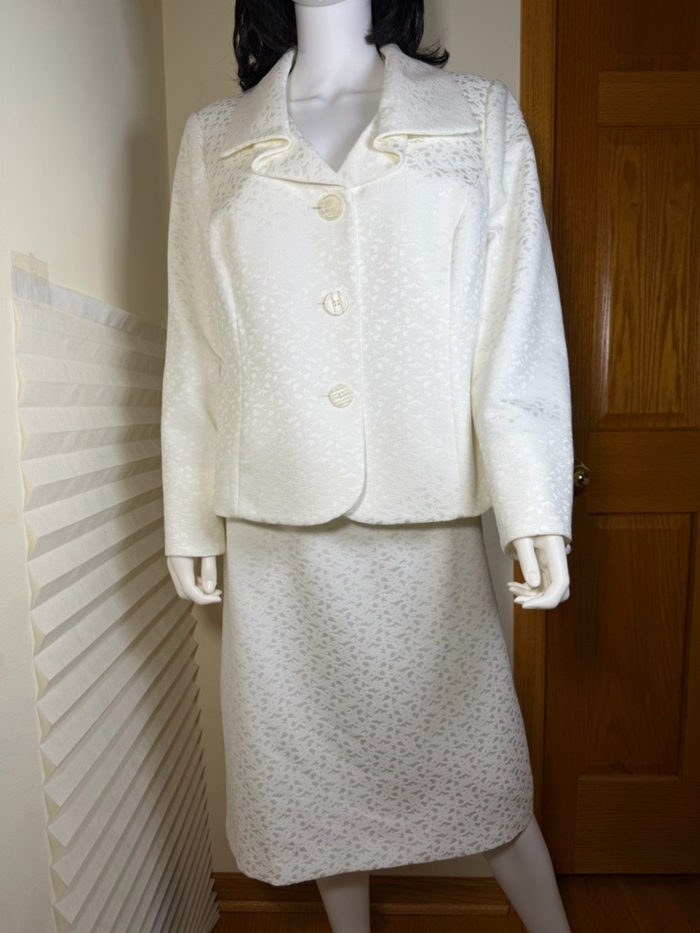Le Suit Cream Midi Skirt with Coordinating Jacket